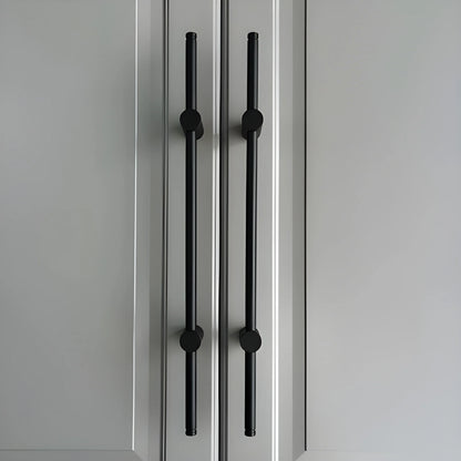 Mantara Marula Handle SKU B-0081 is a modern solid brass handle in polished black for wardrobes and cabinets.