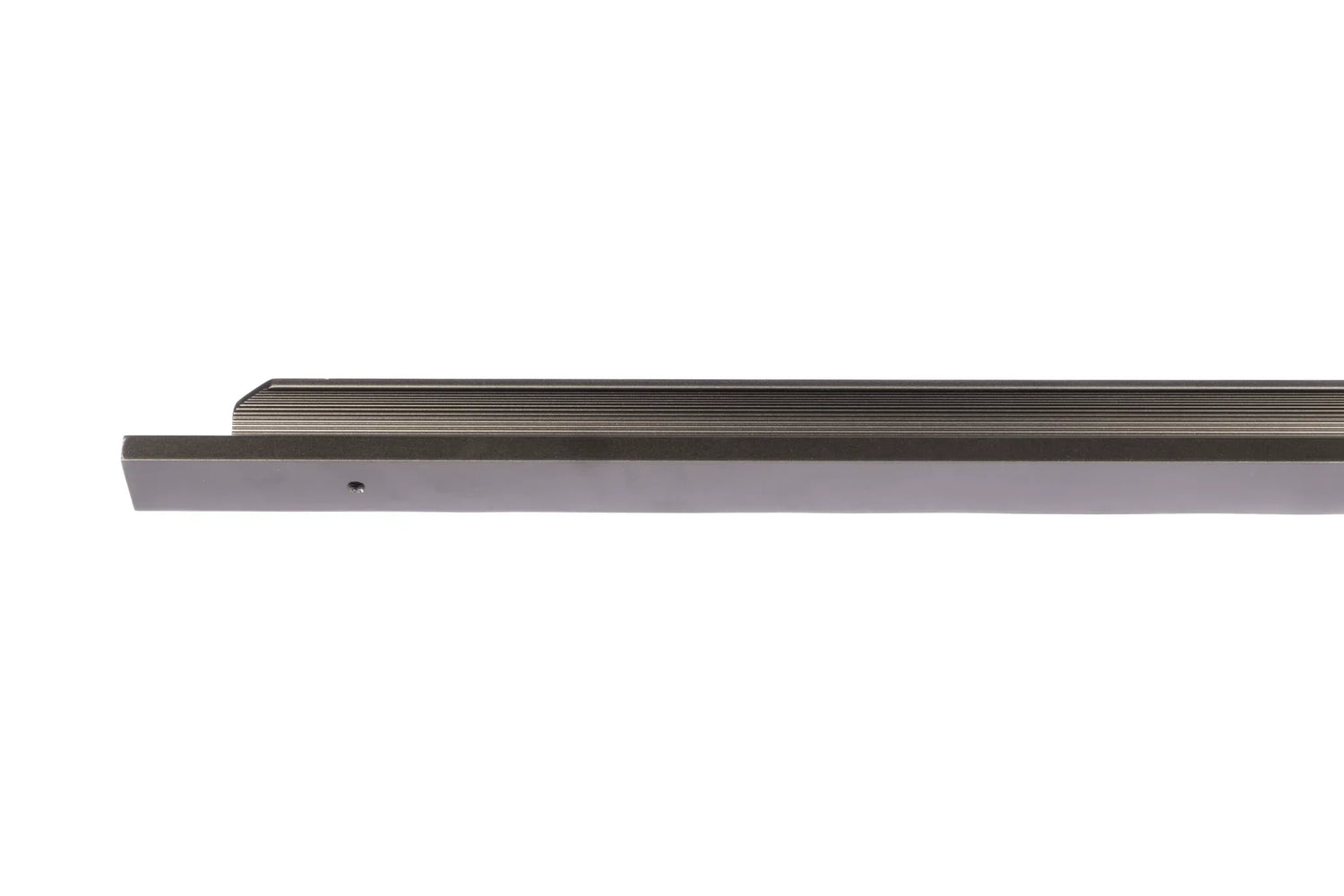 The Mantara AL-0008 Isla Handle is a modern grey aluminum handle with a brushed finish, ideal for kitchens, cabinets, and wardrobes.