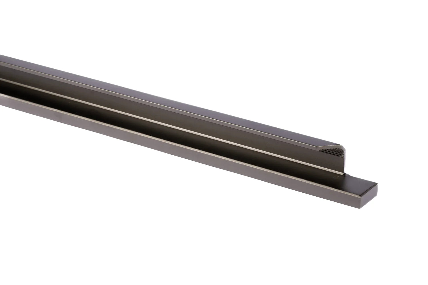 The Mantara AL-0008 Isla Handle is a modern grey aluminum handle with a brushed finish, ideal for kitchens, cabinets, and wardrobes.