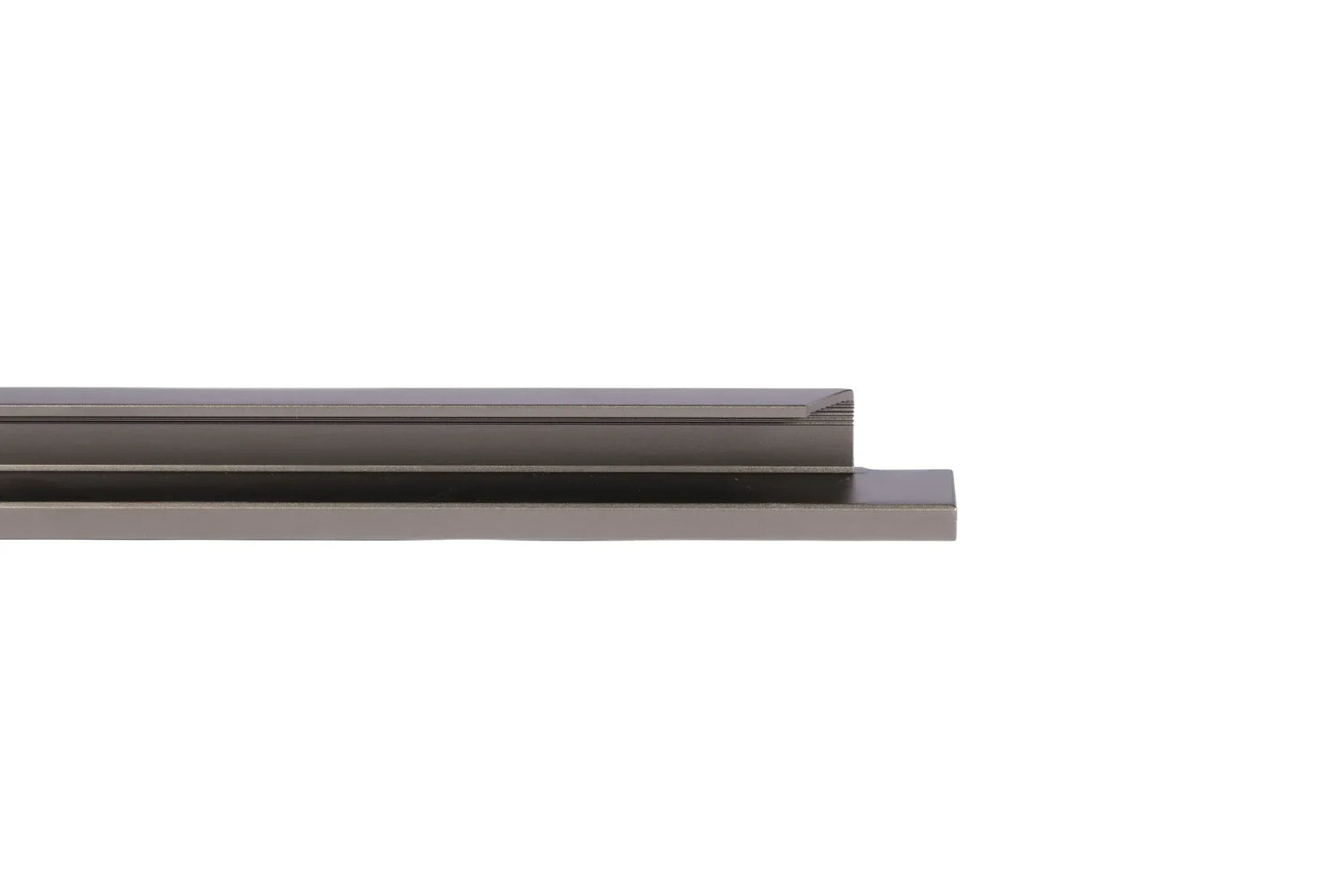 The Mantara AL-0008 Isla Handle is a modern grey aluminum handle with a brushed finish, ideal for kitchens, cabinets, and wardrobes.
