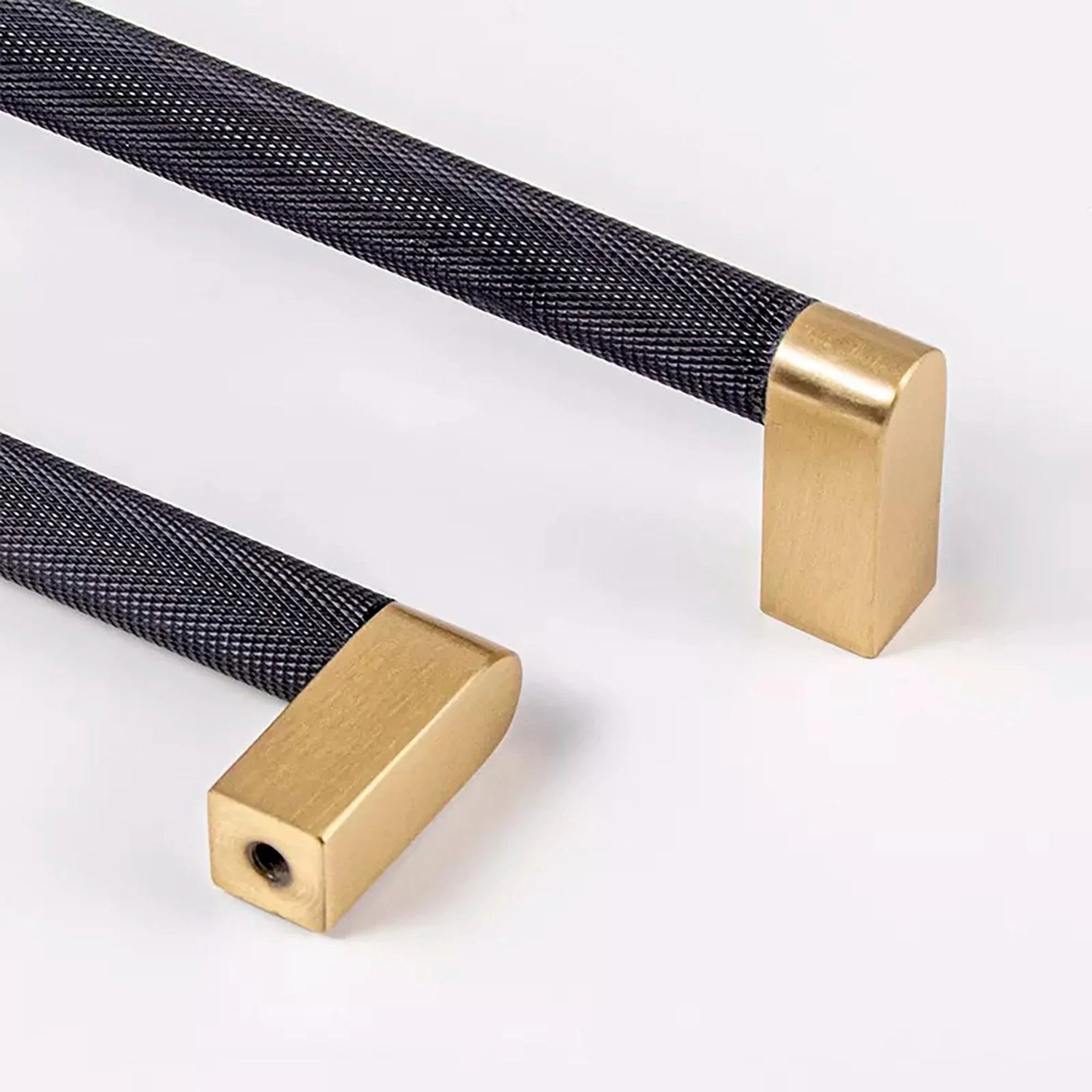 Mantara Julius Handle B-0065 is a modern brushed brass handle in black, ideal for doors, wardrobes, and drawers.