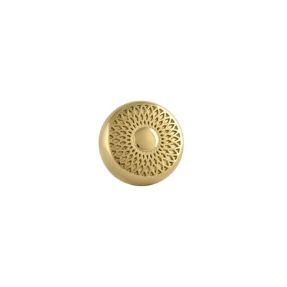 Mantara Karna Matte Knob Handle SKU B-0032 is a modern brass knob in brushed gold for doors, cabinets, drawers.