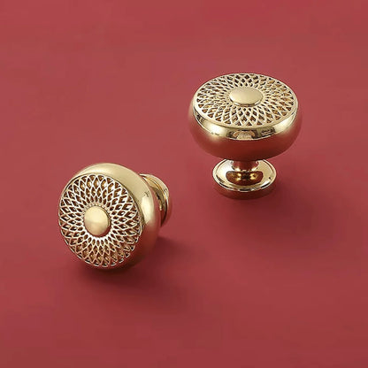 Mantara Karna Matte Knob Handle SKU B-0032 is a modern brass knob in brushed gold for doors, cabinets, drawers.