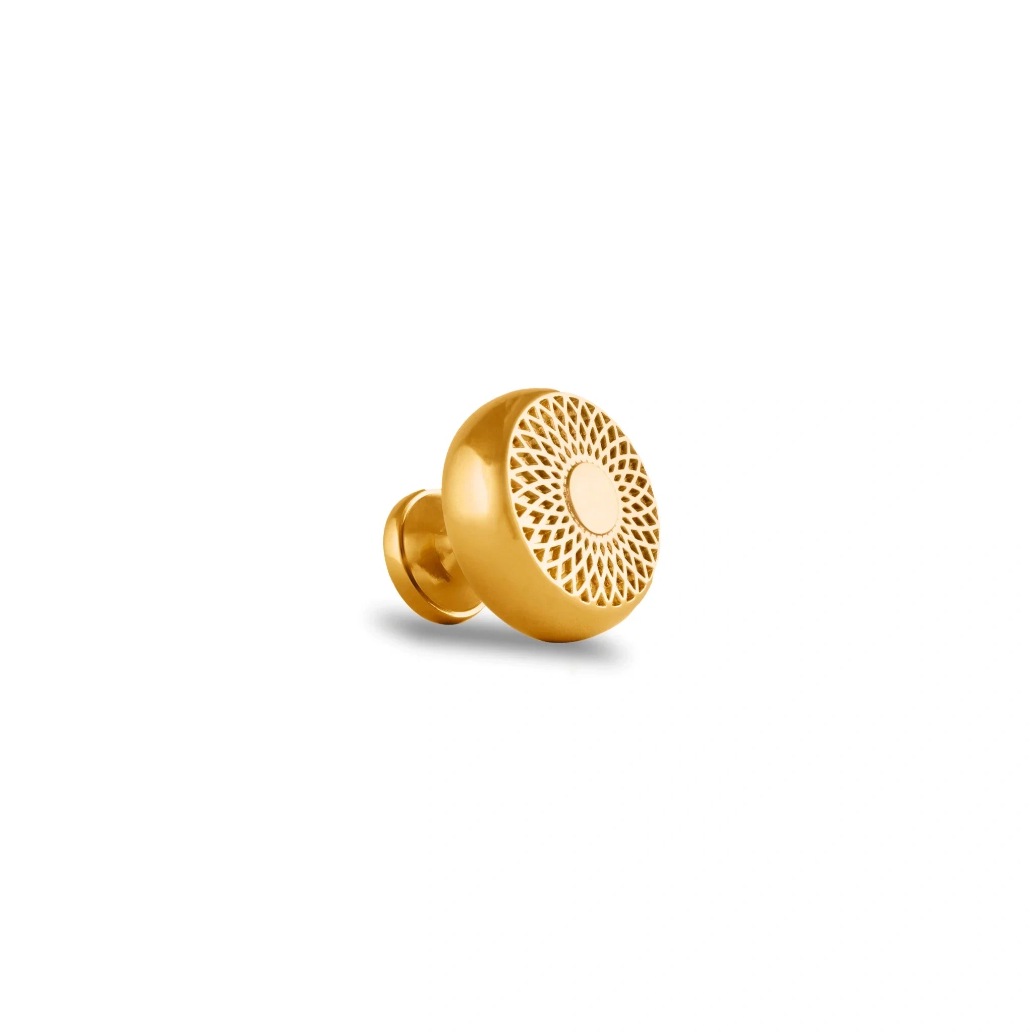 Mantara Karna Matte Knob Handle SKU B-0032 is a modern brass knob in brushed gold for doors, cabinets, drawers.