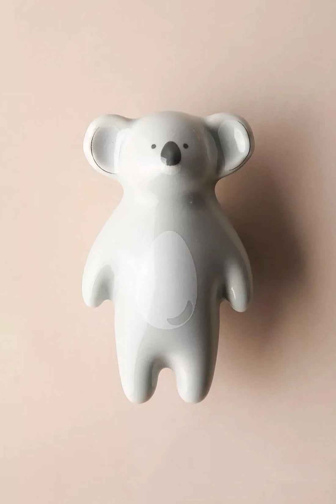 The Mantara CR-0001-Koala Koala Knob is a modern grey ceramic knob with a polished finish, ideal for wardrobes, drawers, and kids&