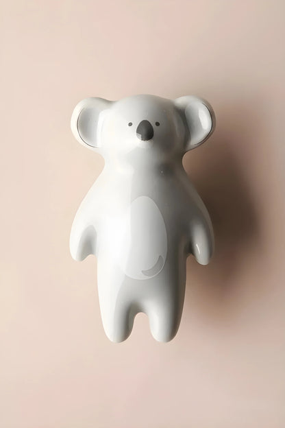 The Mantara CR-0001-Koala Koala Knob is a modern grey ceramic knob with a polished finish, ideal for wardrobes, drawers, and kids&