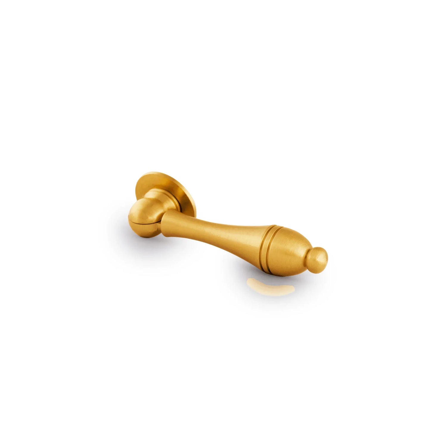 The Mantara B-0041 Legacy Drop Knob is a modern brushed brass knob in gold, ideal for furniture, cabinets, bedrooms, and kitchens.