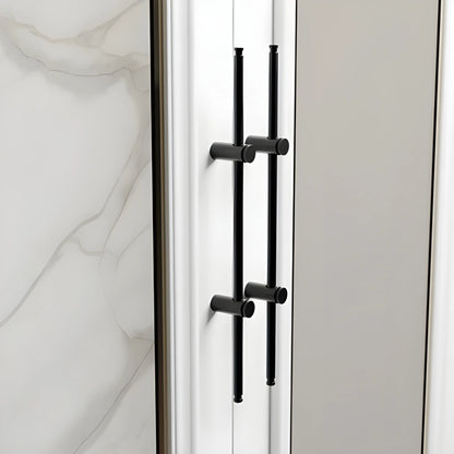 Mantara Marula Handle SKU B-0081 is a modern solid brass handle in polished black for wardrobes and cabinets.