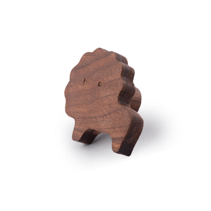 Lion Wooden Knob/Hook Hook 55mm / Brown / Wood - M A N T A R A