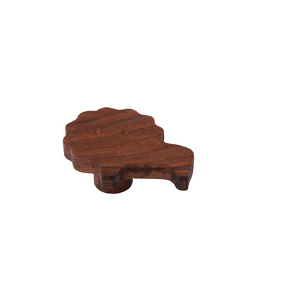 Lion Wooden Knob/Hook Hook 55mm / Brown / Wood - M A N T A R A