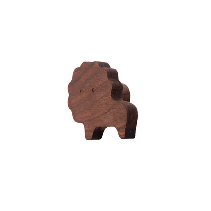 Lion Wooden Knob/Hook Hook 55mm / Brown / Wood - M A N T A R A