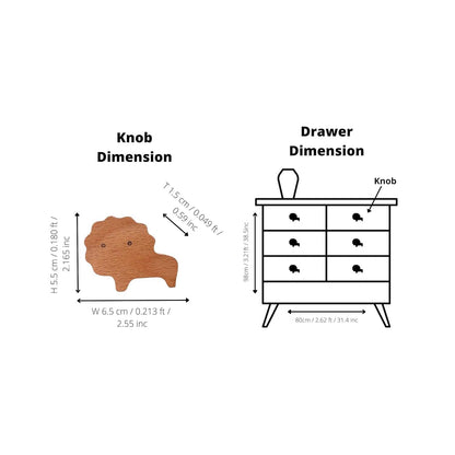 Mantara Lion Wooden Knob/Hook W-0024 Beige Modern Wood Knob for Kids Room, Cabinet &amp; Drawer
