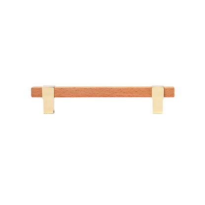 Mantara Lorien Handle W-0028 is a modern zinc and beech wood handle in Gold ideal for kitchen and dresser drawers.