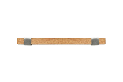 Mantara Lorien Handle W-0028 is a modern zinc and beech wood handle in silver ideal for kitchen and dresser drawers.