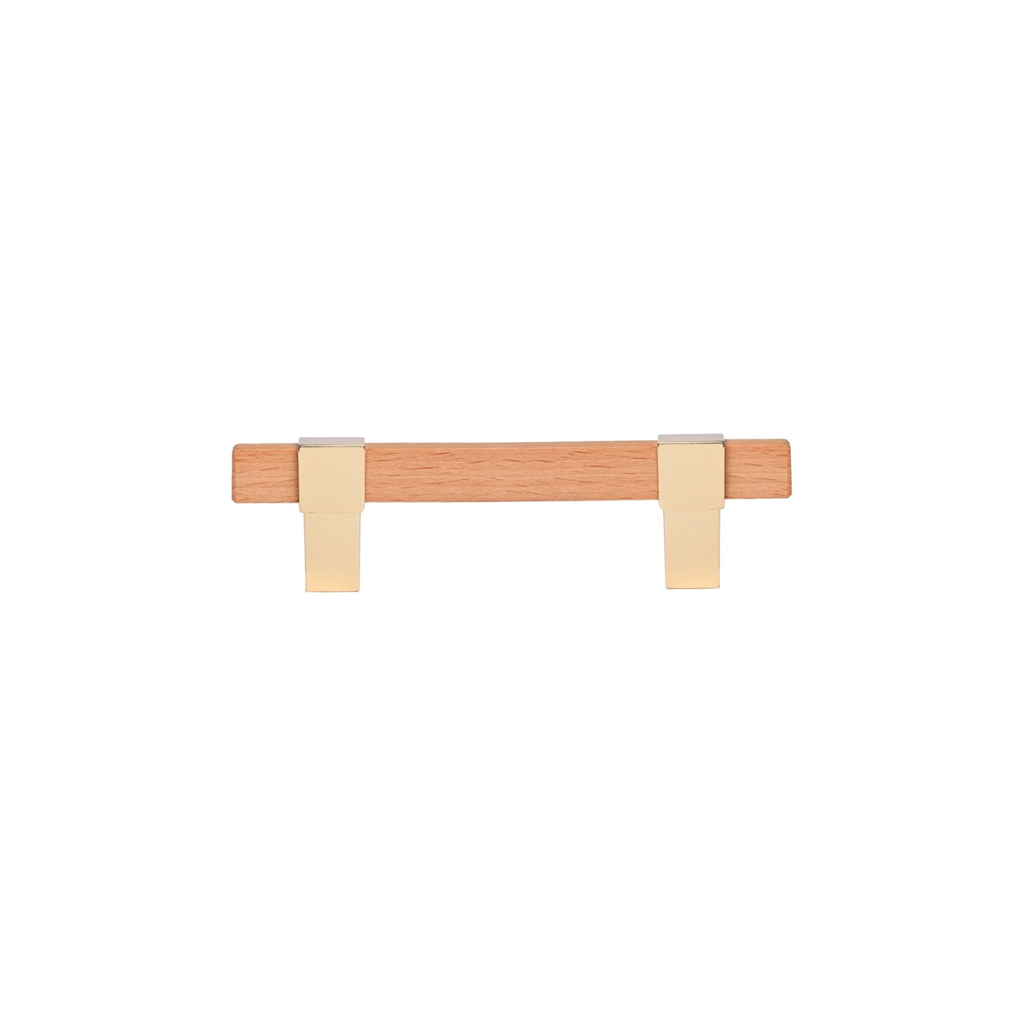 Mantara Lorien Handle W-0028 is a modern zinc and beech wood handle in Gold ideal for kitchen and dresser drawers.