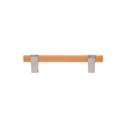 Mantara Lorien Handle W-0028 is a modern zinc and beech wood handle in silver ideal for kitchen and dresser drawers.