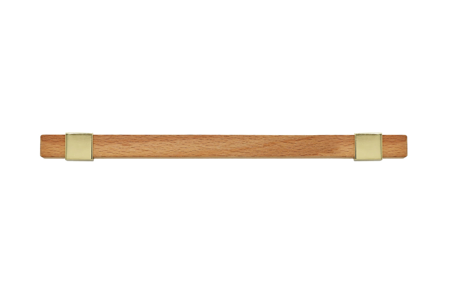 Mantara Lorien Handle W-0028 is a modern zinc and beech wood handle in Gold ideal for kitchen and dresser drawers.