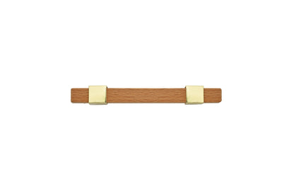 Mantara Lorien Handle W-0028 is a modern zinc and beech wood handle in Gold ideal for kitchen and dresser drawers.
