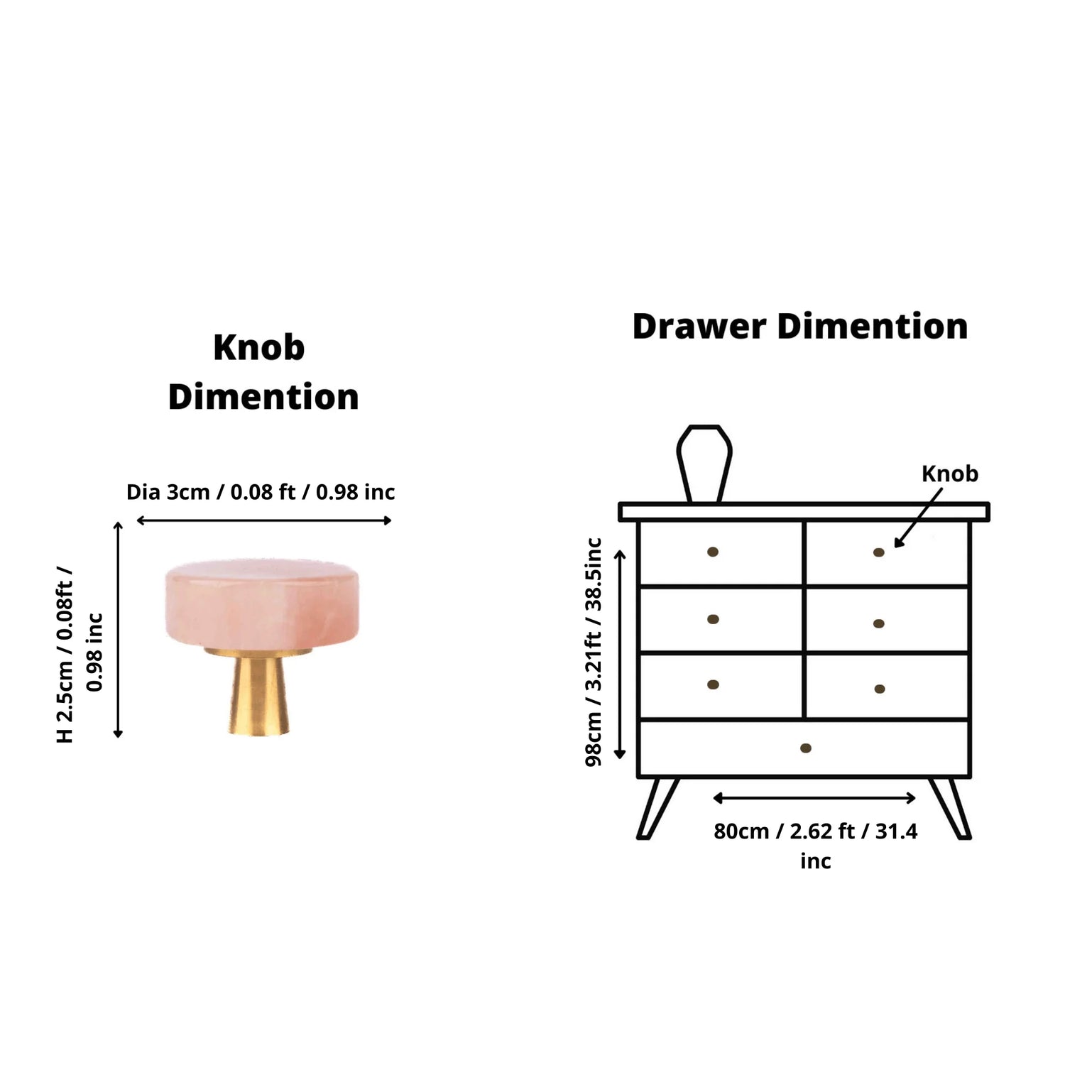 The Mantara C-0019 Lucienne Knob is a modern crystal knob in pink, perfect for drawers and cabinets.