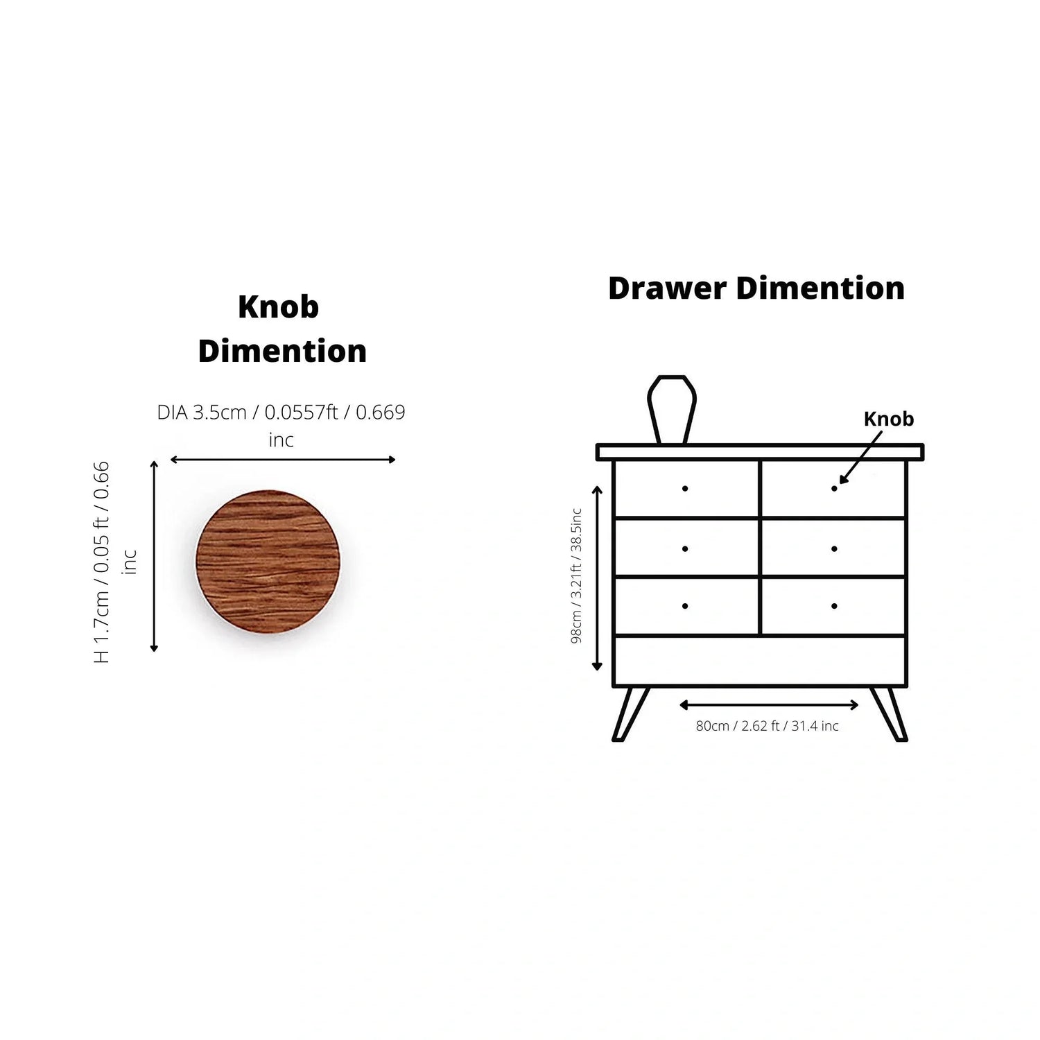 Mantara Lumber Knob W-0002 is a modern wooden knob in brown, ideal for wardrobes, kitchens, drawers, and cabinets.