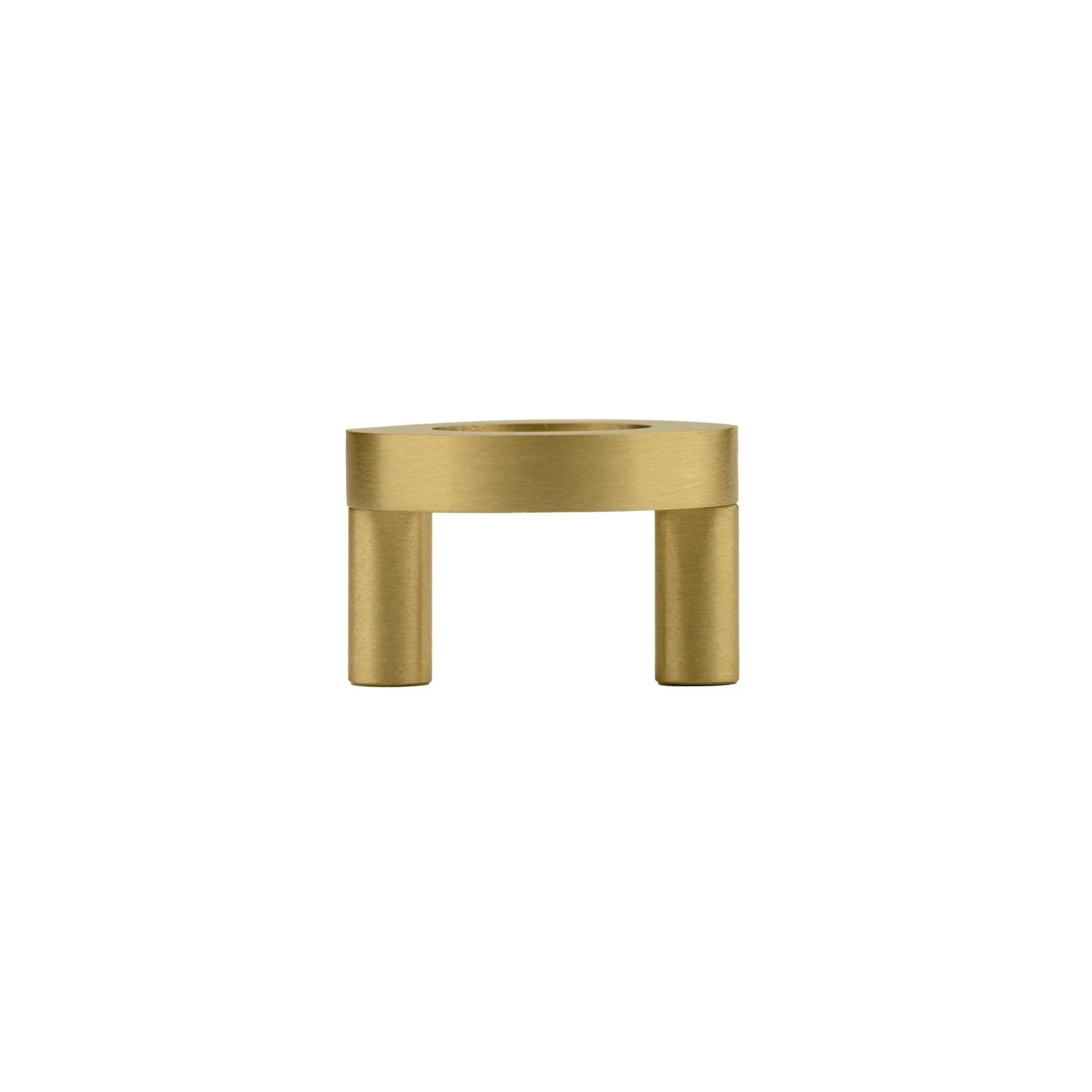 The Mantara B-0025 Lupa Knob is a modern brushed brass knob in gold, ideal for doors, kitchens, furniture, and cabinets.