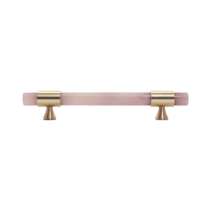 The Mantara C-0014-128 Luster Handle is a modern crystal and brass handle in pink, ideal for wardrobes and doors.