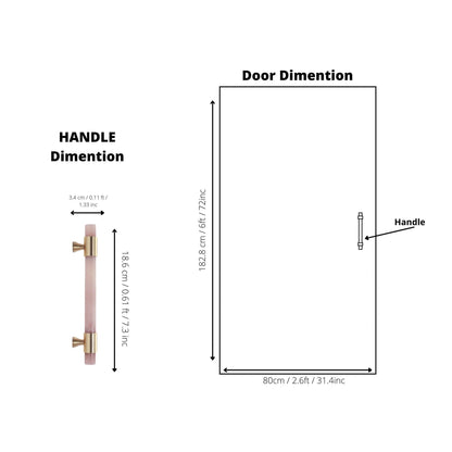 The Mantara C-0014-128 Luster Handle is a modern crystal and brass handle in pink, ideal for wardrobes and doors.
