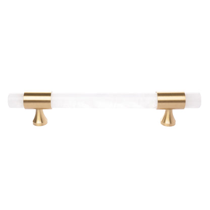 The Mantara C-0014-128 Luster Handle is a modern crystal and brass handle in white, ideal for wardrobes and doors.