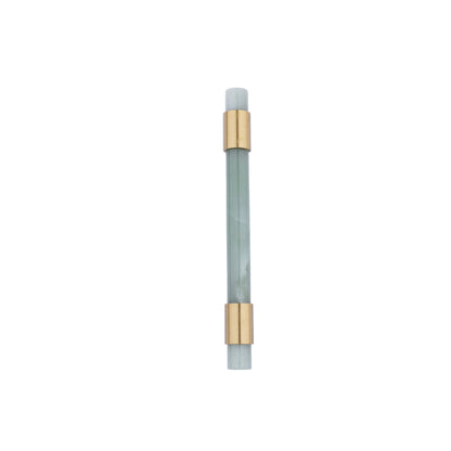 The Mantara C-0014-128 Luster Handle is a modern crystal and brass handle in green, ideal for wardrobes and doors.