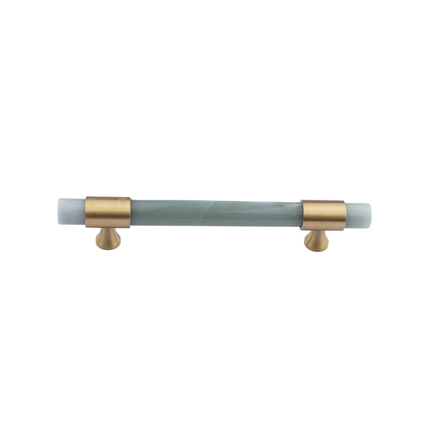 The Mantara C-0014-128 Luster Handle is a modern crystal and brass handle in green, ideal for wardrobes and doors.