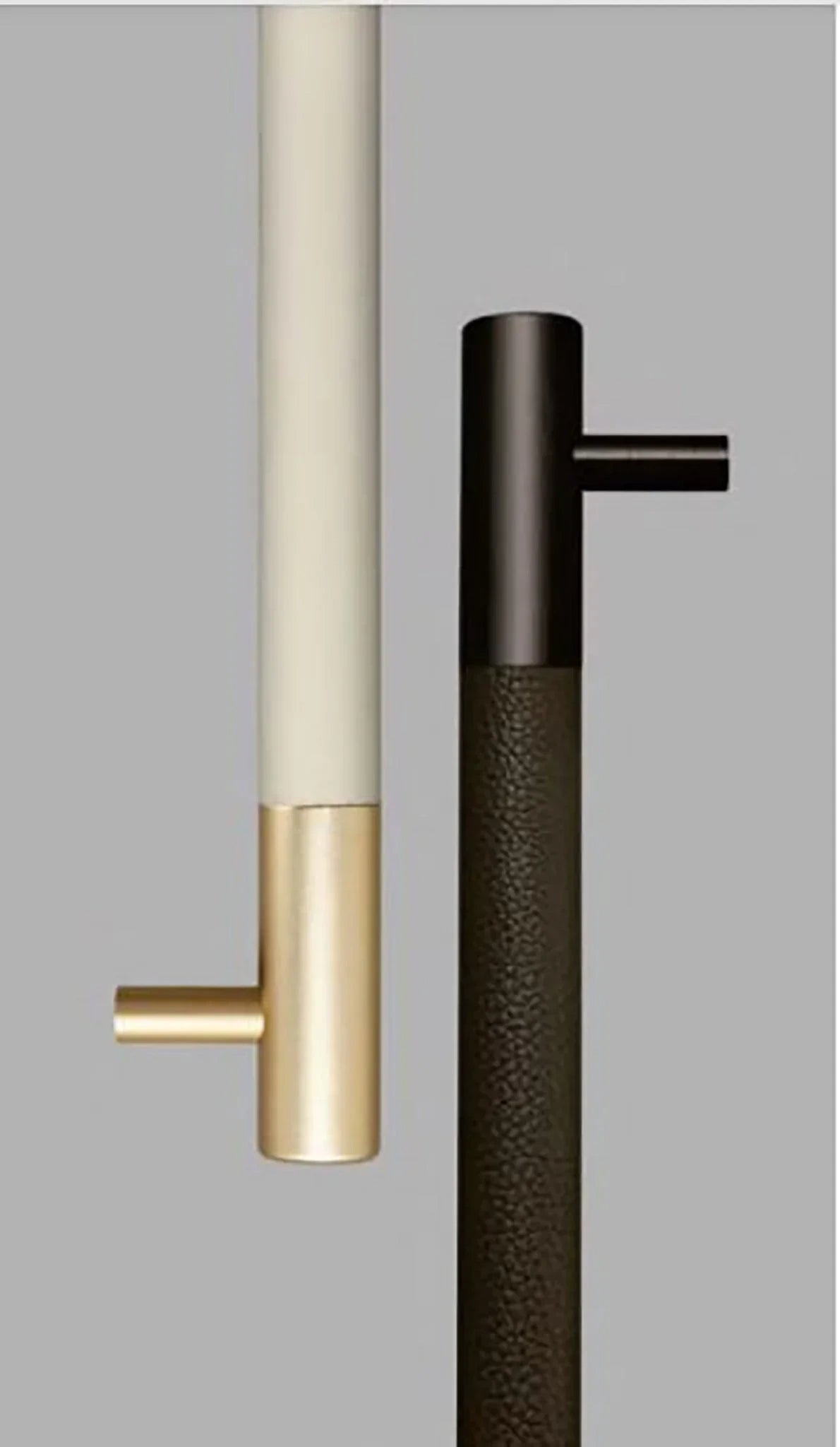 The Mantara L-0010 Lyra Handle is a modern aluminium + leather handle in grey, ideal for kitchens, cabinets, and wardrobes.