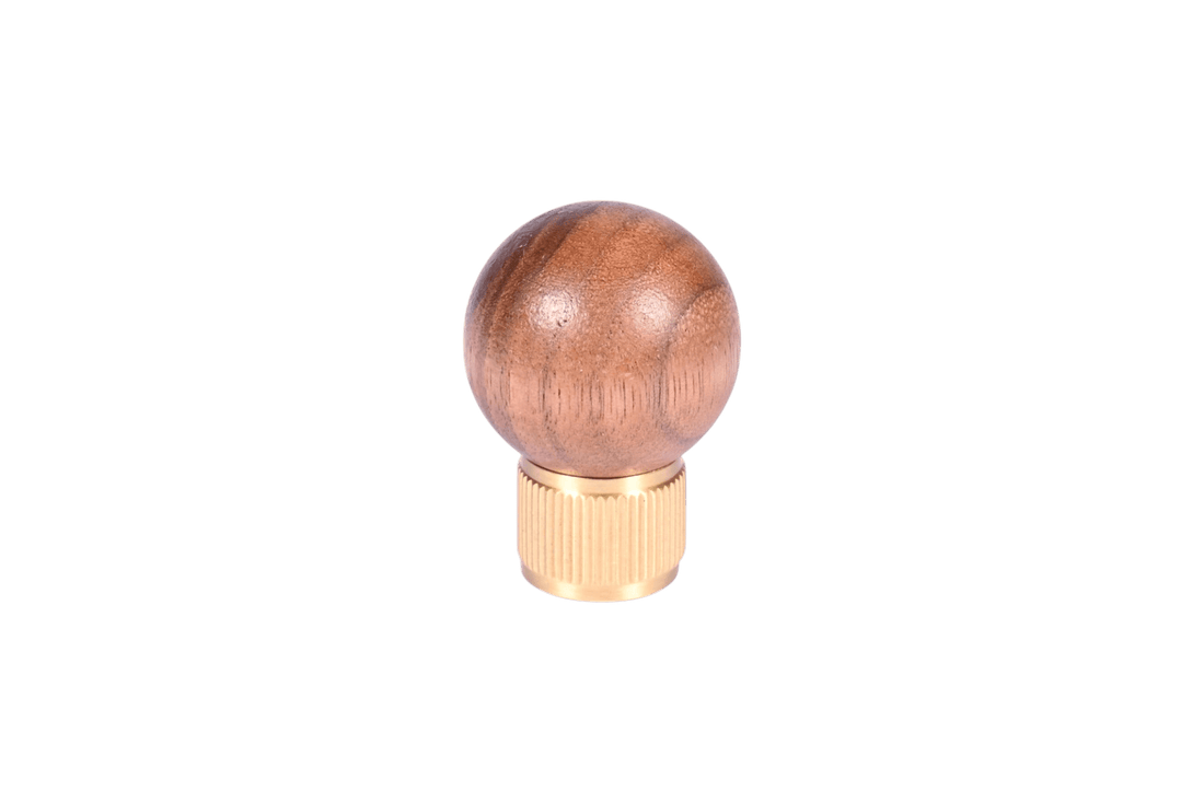 Mantara Mahara Knob W-0055 is a modern walnut wood knob with brushed finish, ideal for kitchen and dresser drawers.