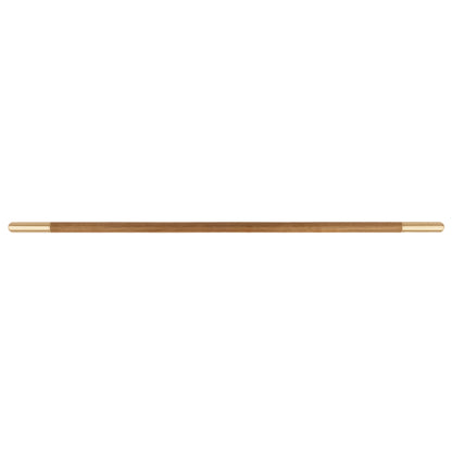 Mahogany Handle W-0003-H in brown natural wood with brushed brass finish, 305mm &amp; 610mm lengths, for wardrobes and furniture by Mantara.
