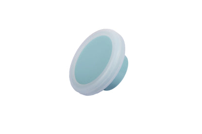 Mallow Knob S-0001 in blue silicone, brushed finish, 51mm size, for drawers by Mantara.