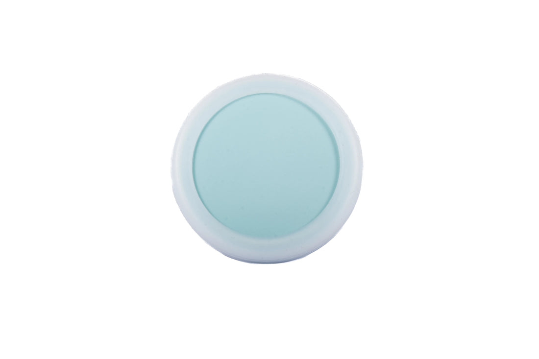 Mallow Knob S-0001 in blue silicone, brushed finish, 51mm size, for drawers by Mantara.