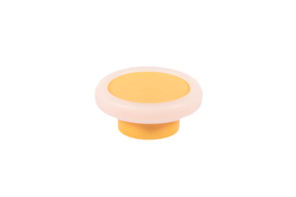 Mallow Knob S-0001 in yellow silicone, brushed finish, 51mm size, for drawers by Mantara.