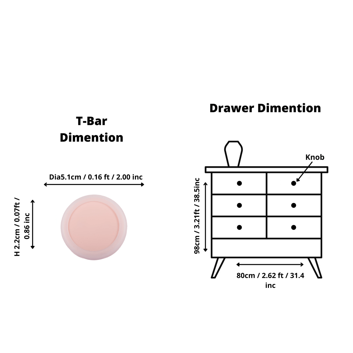 Mallow Knob S-0001 in pink silicone, brushed finish, 51mm size, for drawers by Mantara.
