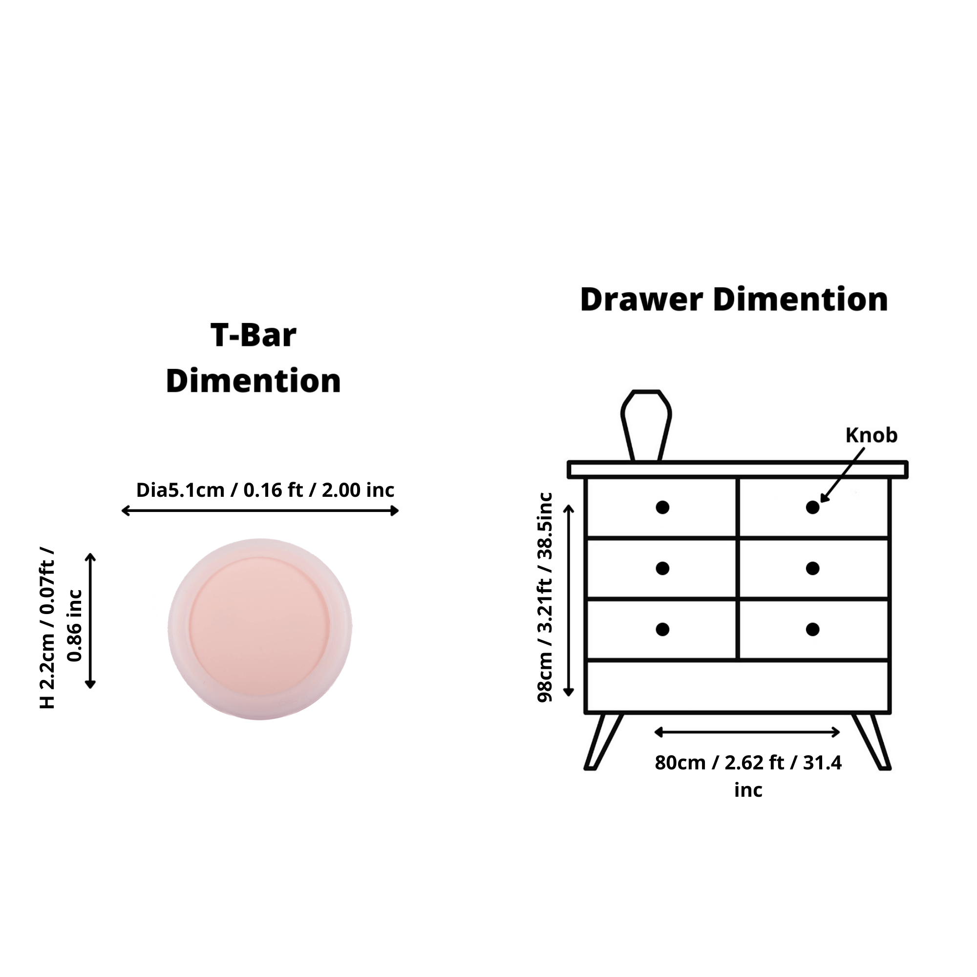 Mallow Knob S-0001 in pink silicone, brushed finish, 51mm size, for drawers by Mantara.