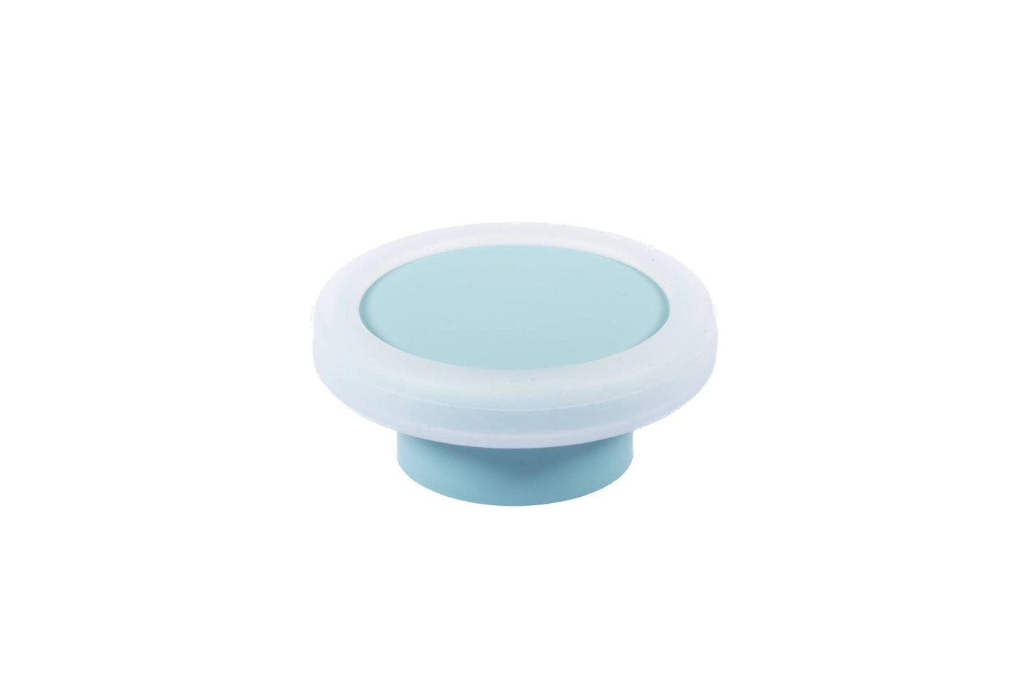 Mallow Knob S-0001 in blue silicone, brushed finish, 51mm size, for drawers by Mantara.