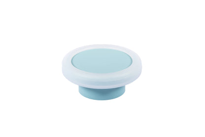 Mallow Knob S-0001 in blue silicone, brushed finish, 51mm size, for drawers by Mantara.