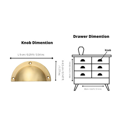 Mandap Knob (L) Handles 90mm / Gold / Brass - M A N T A R A