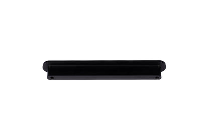 A minimalist drawer handle, Adele in aluminum with brushed brass bar and matte black mounts, model AL-0021 by Mantara.