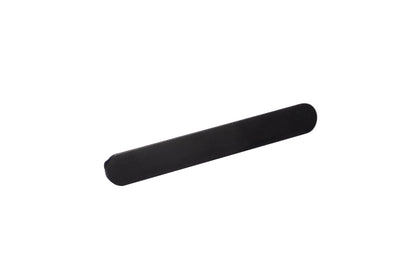 A minimalist drawer handle, Adele in aluminum with brushed brass bar and matte black mounts, model AL-0021 by Mantara.