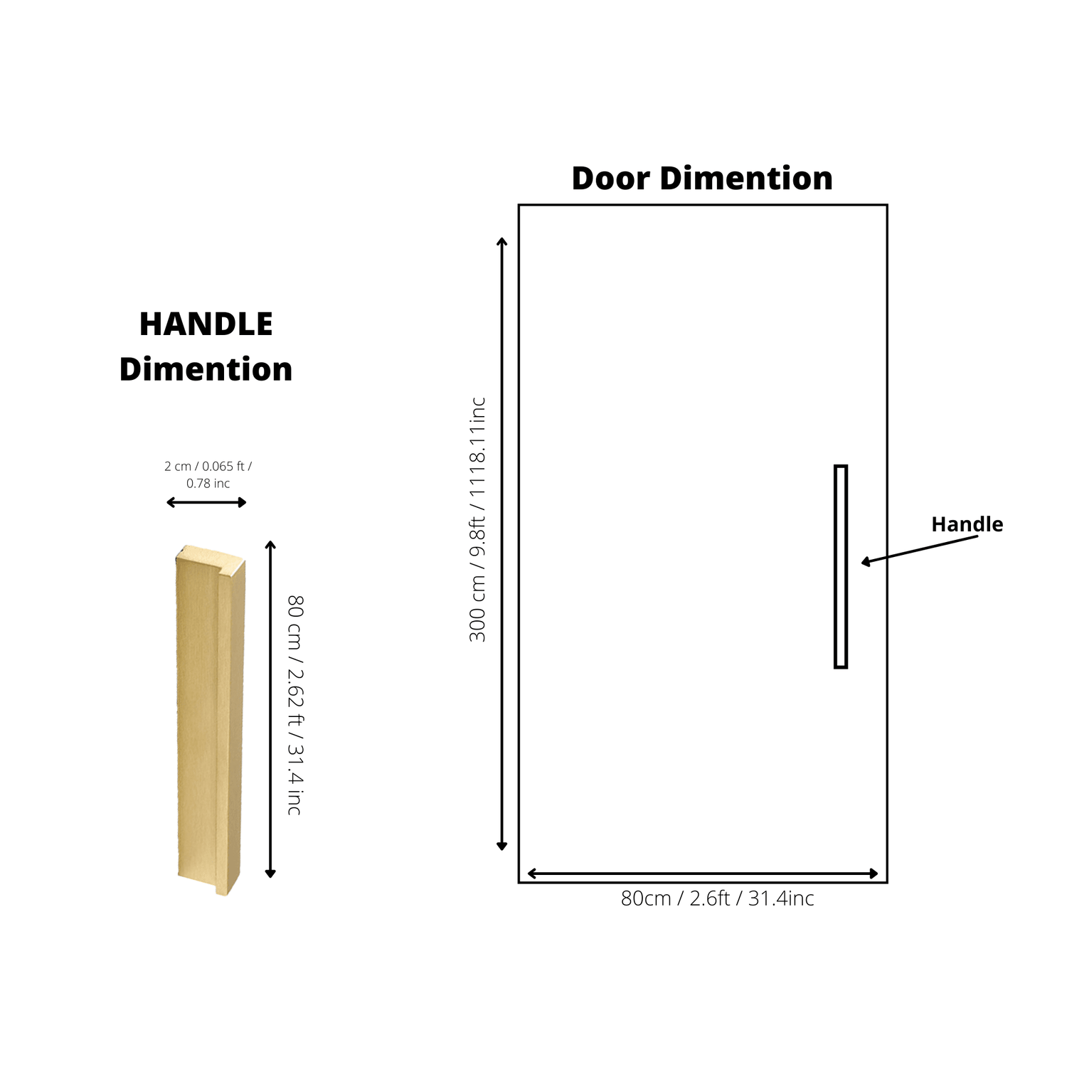 MANTARA B-0077-Dis Handle Handles 800mm / Black / Brass - M A N T A R A