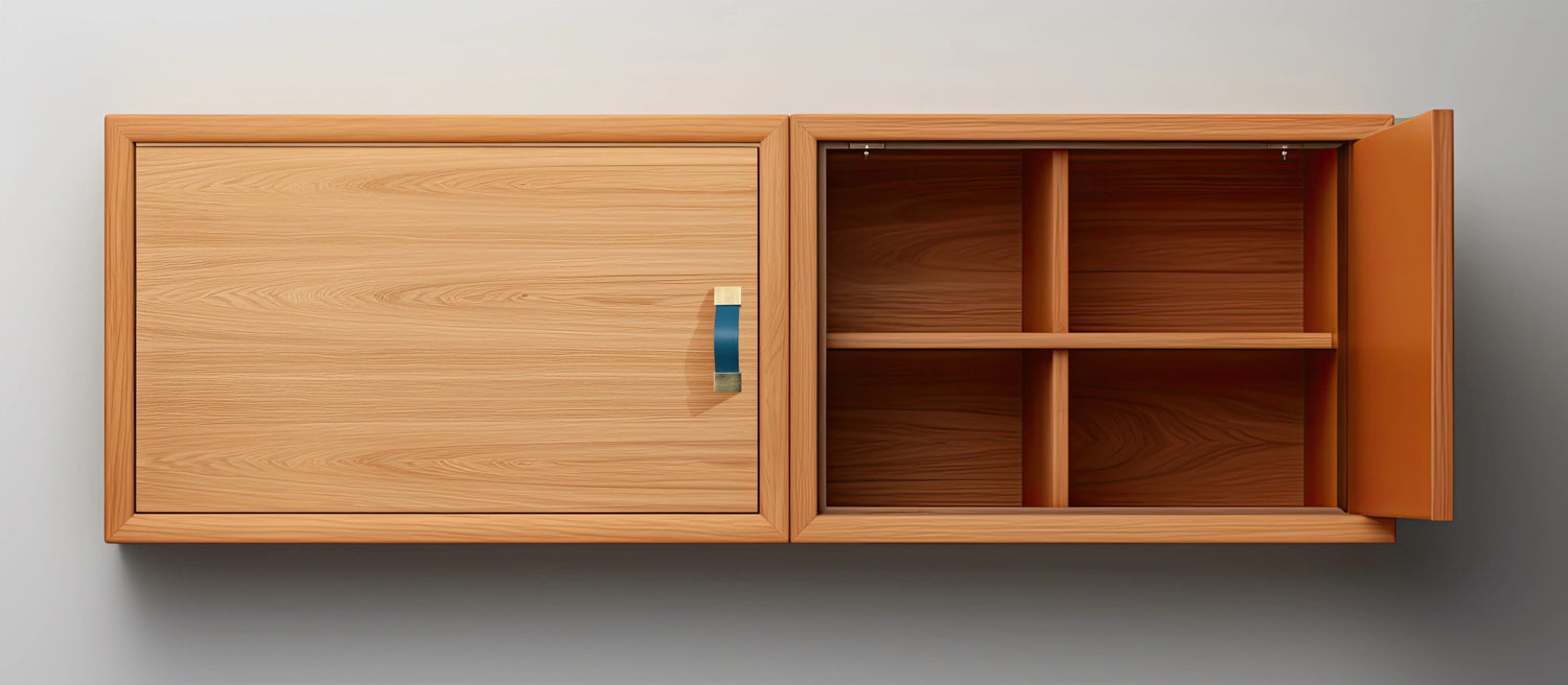 The Mantara L-0015 is a modern crystal handle in blue, ideal for kitchen drawers and dressers.