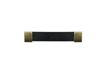 The Mantara L-0015 is a modern crystal handle in black, ideal for kitchen drawers and dressers.