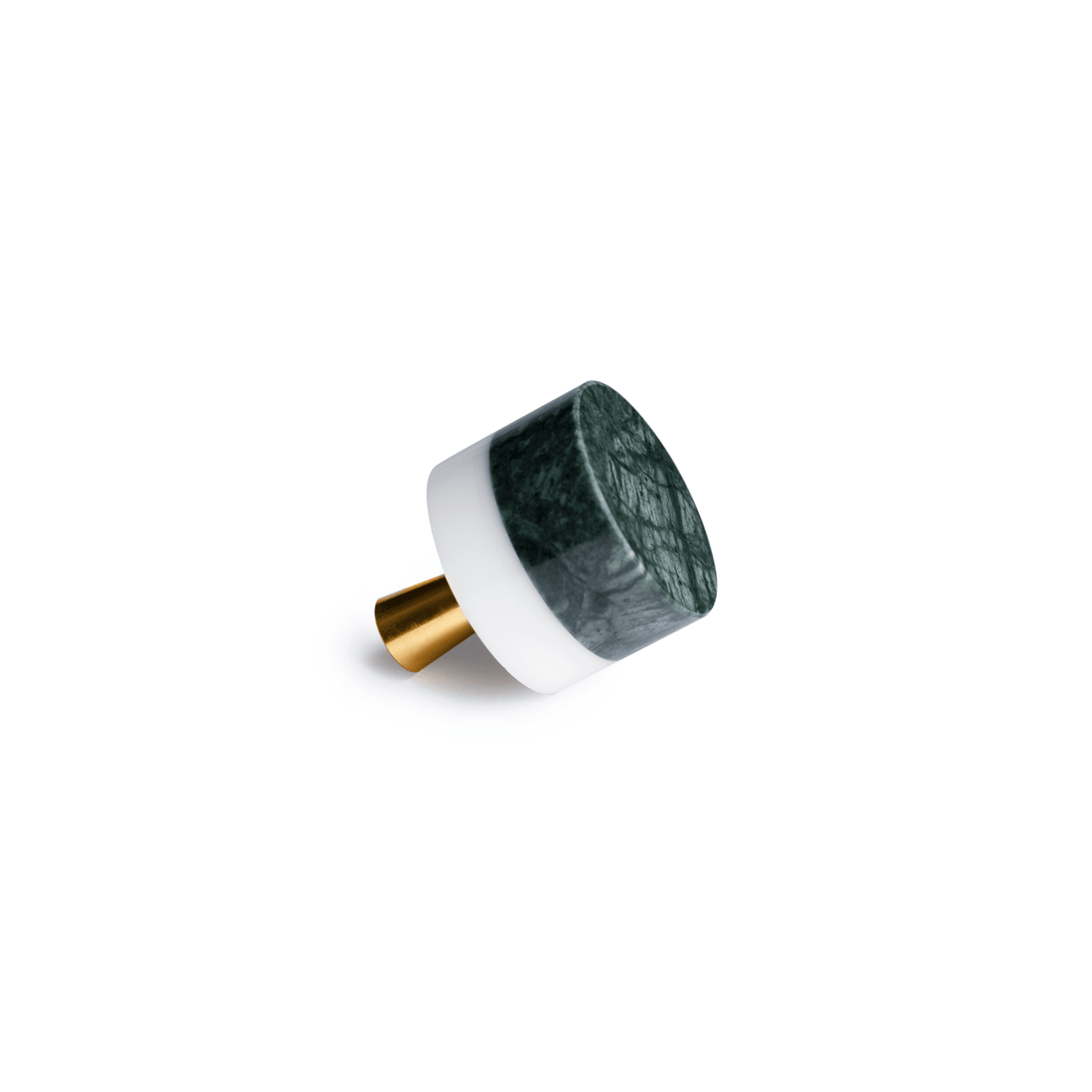 Marbella Knob M-0011 in Green marble &amp; brass, polished finish, 31mm, for modern kitchen cabinets by Mantara