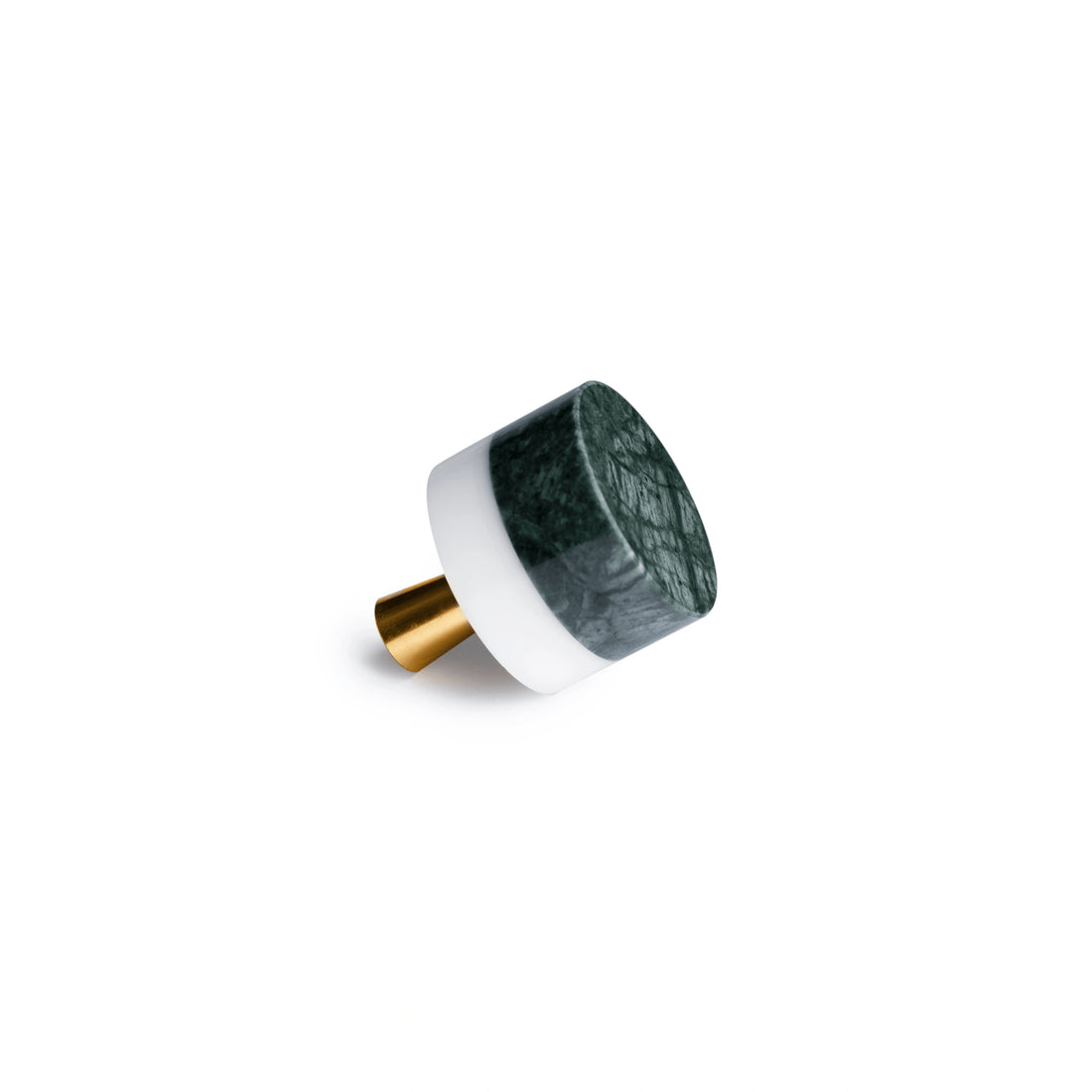 Mantara Marbella Knob M-0011 is a modern brass &amp; marble knob in green, ideal for kitchen, drawers &amp; cabinets.