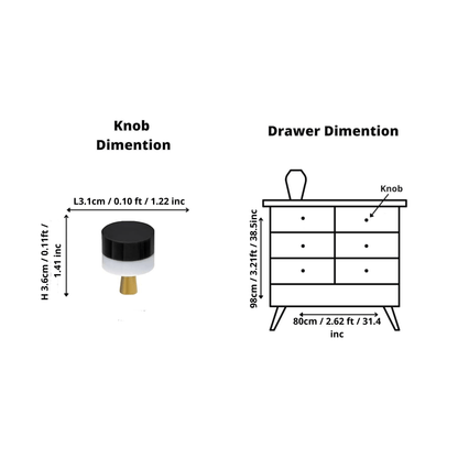 Marbella Knob M-0011 in black marble &amp; brass, polished finish, 31mm, for modern kitchen cabinets by Mantara