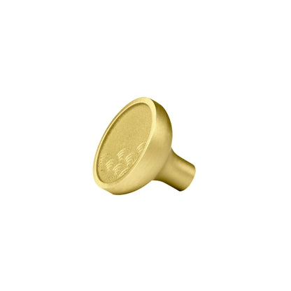 The Mantara B-0009 Marina Knob is a modern brass knob in brushed gold, ideal for wardrobes, kitchens, drawers, and cabinets.